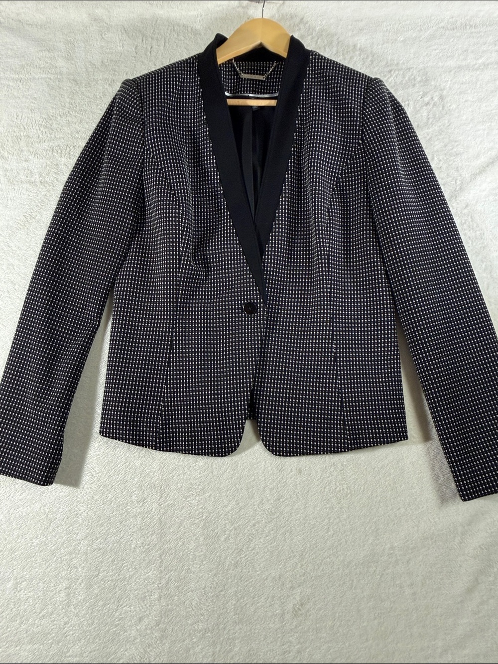 White House Black Market jacket – 10, black and white with black lapel.